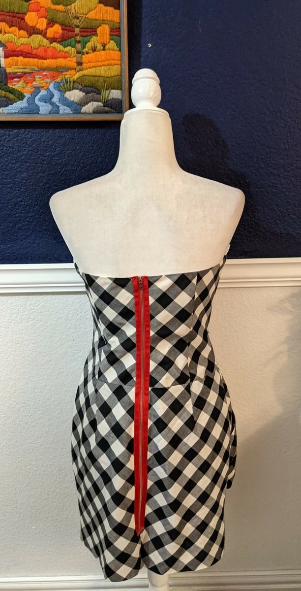 Julie Haus Anthropologie Mini Dress Black White Check Plaid