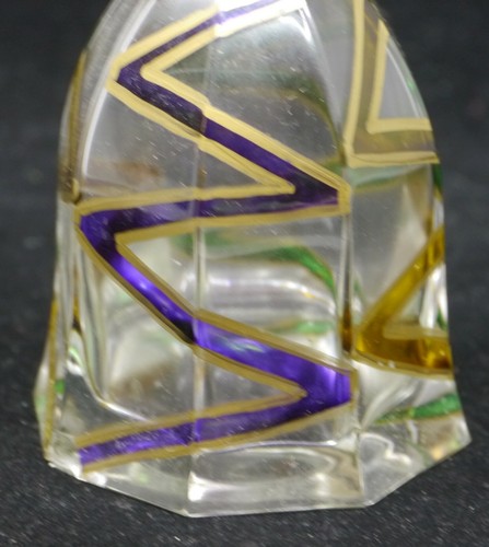 HAND PAINTED GLASS PERFUME? BOTTLE w MODERNIST ZIG-ZAG PATTERN, SIGNED, ITALY? - Picture 2 of 6