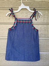 Vintage Buster Brown Girls Denim Plaid Jumper Dress Size 3 Made in USA