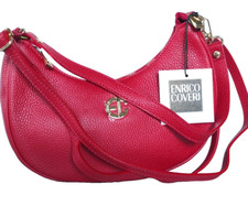 borsa donna borsetta VERA PELLE spalla tracolla piccola baguette rossa