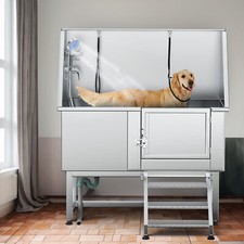 Professional Stainless Steel Dog Bathing Station 50"Dog Grooming Tub w/ Steps