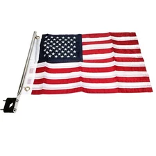 Marine Boat American Flag USA 18.5"X10.6" Stainless Steel Pole Rail Mount