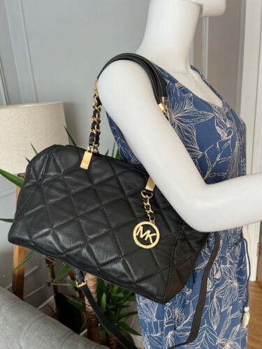 Michael Kors Bag Black Quilted Leather Handbag Chain Strap Shoulder Bag - Picture 10 of 13