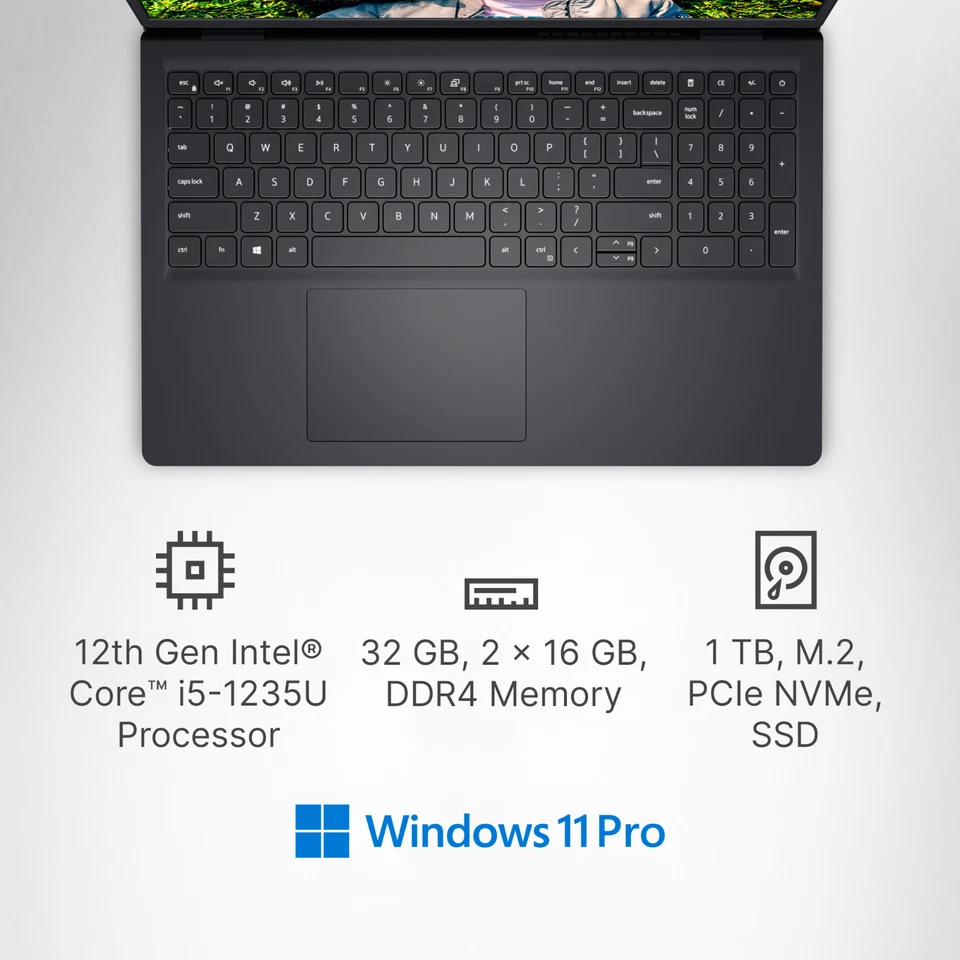2025 Dell Laptop Inspiron 15.6 Touch Intel i5-1235U 32GB RAM 1TB SSD Win 11 PRO - Image 3 of 4