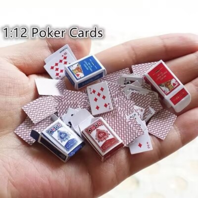 Dollhouse Poker Model Card Deck Set Miniature Playing Cards Accessories 1:12