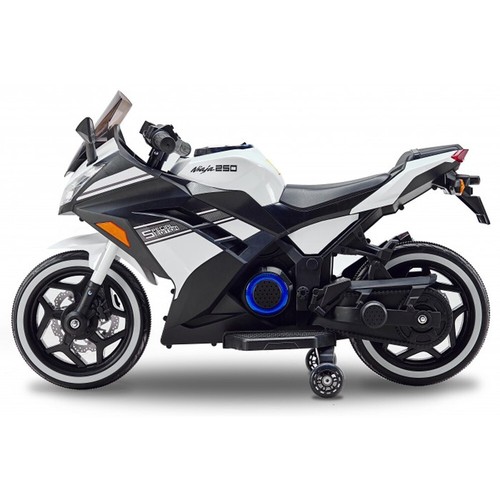 White 12V Kids Ride on Electric Motorcycle with Hand Throttle Race - POSHO - Picture 10 of 12