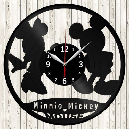 Minnie Mickey Mouse Disney Vinyl Record Wall Clock Decor Handmade 204 - Afbeelding 1 van 12
