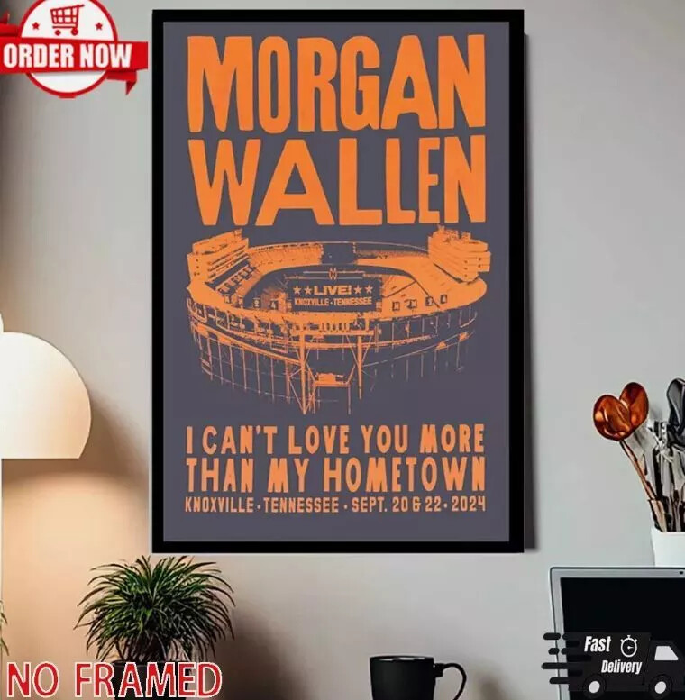 Morgan Wallen Tour 2024 2025 Knoxville TN Neyland Stadium Poster