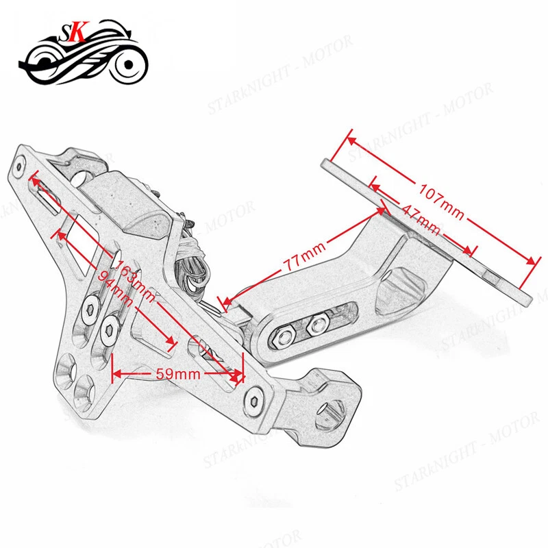 Universal LED Light Fender Eliminator Honlder License Plate Bracket For Suzuki - Image 3 of 4