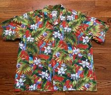 VTG Hawaii Mens Hawaiian Shirt Made USA SZ 3XL Parrots Macaws Cotton Tropical