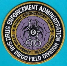 DEA DRUG ENFORCEMENT ADMINISTRATION SAN DIEGO CALIFORNIA FIELD DIVISION PATCH
