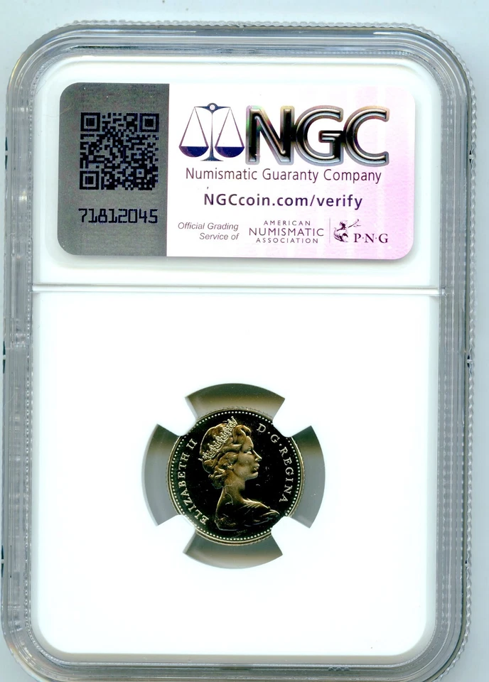 1968 CANADA 10 CENT BLUENOSE DIME NGC MS 64 UNCIRCULATED SET ISSUE COIN - Image 2 of 2