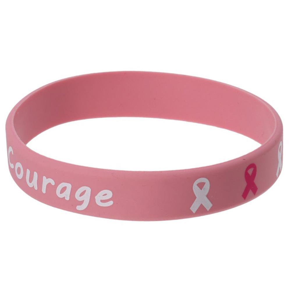 18 Pcs Wearresistant Pink Bracelet Courage Silicone Bracelet Wrist