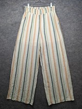 Lazy Sundays Pants Womens Large Multicolor Striped Pull On Wide Leg USA Made