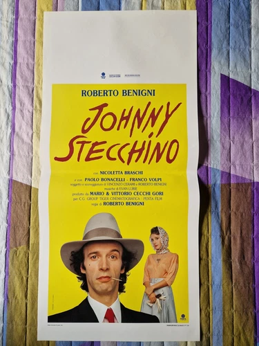JOHNNY STECCHINO LOCANDINA ORIGINALE 1991 BENIGNI Sicilia Cinema Cult NO DVD