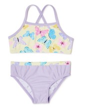 Wonder Nation 2T Toddler Girls Butterfly Bikini 2 Piece Set Lavender lilac NWT