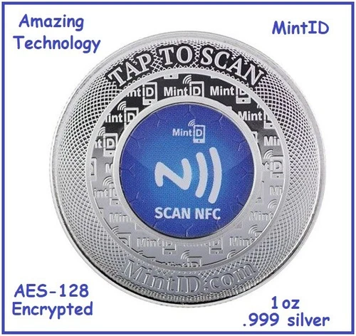 SILVER: Mint ID Buffalo .999 Silver 1 oz Round AES-128 Encrypted NFC Microchip