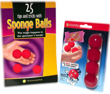4 Kid Size RED SPONGE BALLS 25 TIPS BOOKLET Book Kit Magic Trick Close Up Set