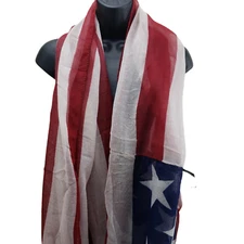 Rikka Women's Infinity Scarf  Oversized Red White Blue American Flag One Size