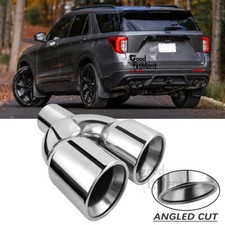 Dual Exhaust Tip 2.5" Inlet 3.5" Outlet Angled Cut 9.5" L For Ford Explorer ST