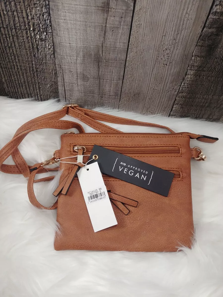 Poppi Vegan Leather Crossbody Bag- Whiskey Brown NWT