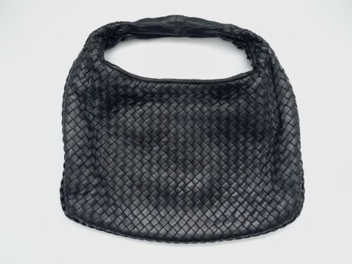 Vintage Bottega Veneta black leather intrecciato hobo shoulder bag - Picture 2 of 14