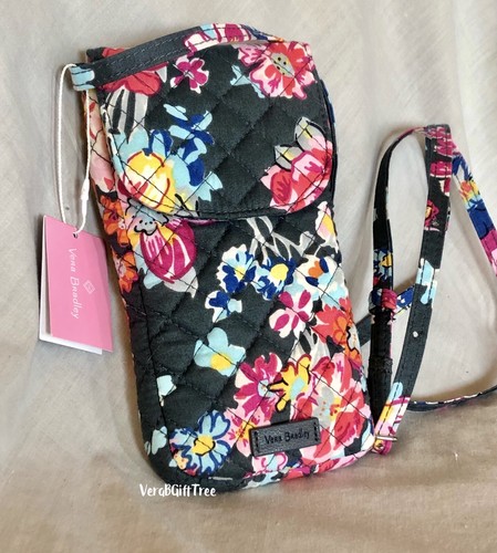 Vera Bradley Carson Cellphone Crossbody PRETTY POSIES Pink Gray BCA Rare NWT New - Picture 2 of 5