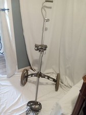 Vintage Bag Boy Automatic Folding Golf Bag Pull Cart W Straps, Wheels USA EUC