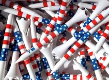 Golf Tees 100 Truestrike 2 3/4 Stars and Stripes TS Striped Golf Tees