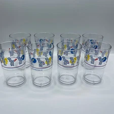 1991 Pillsbury Doughboy Marching Band 5" Clear Plastic Drinking Glasses Lot Of 8