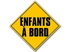 ENFANTS A BORD CAUTION SIGN 5" CAR BUMPER DECAL STICKER MADE IN USA