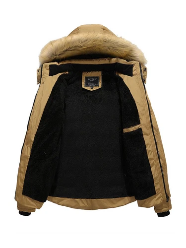 Men's Winter Warm Fur Collar Hooded Long Coat Jacket Parka Outwear Ski Snow Soft - Bild 18 von 22