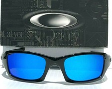 NEW Oakley FIVES Squared Black POLARIZED Galaxy Blue Mirror Lens Sunglass 9238