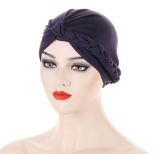 Mujeres Hiyab Trenzas Sombreros Turbante Musulmán Envoltura Pérdida de Cabello Cáncer Gorra Pañuelo Gorro - Imagen 18 de 27