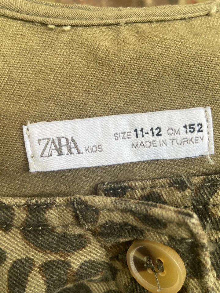 Zara Girls Denim Leopard Print Jumper With Pockets 11y-12y - Image 4 of 4