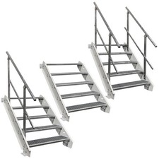 Scala in acciaio 5 gradini bianca larghezza 60 - 160 cm altezza piano 70 - 105 cm