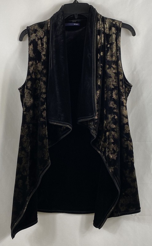 Elie Tahari Sport Women's Taryn Vest Black Gold Metallic Animal Print Sz S NWT