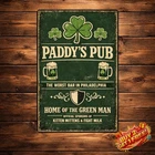 Paddy's Pub Philadelphia Irish Bar Vintage Metal Tin Sign Green Man Decor