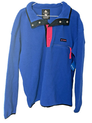NWT Columbia Helvetia Half Snap Fleece Pullover L Blue Pink AM0371