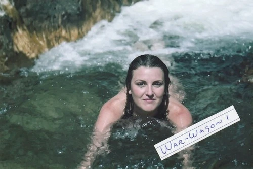 German WW II Photo   -     Eva Braun  Swiming   In Color
