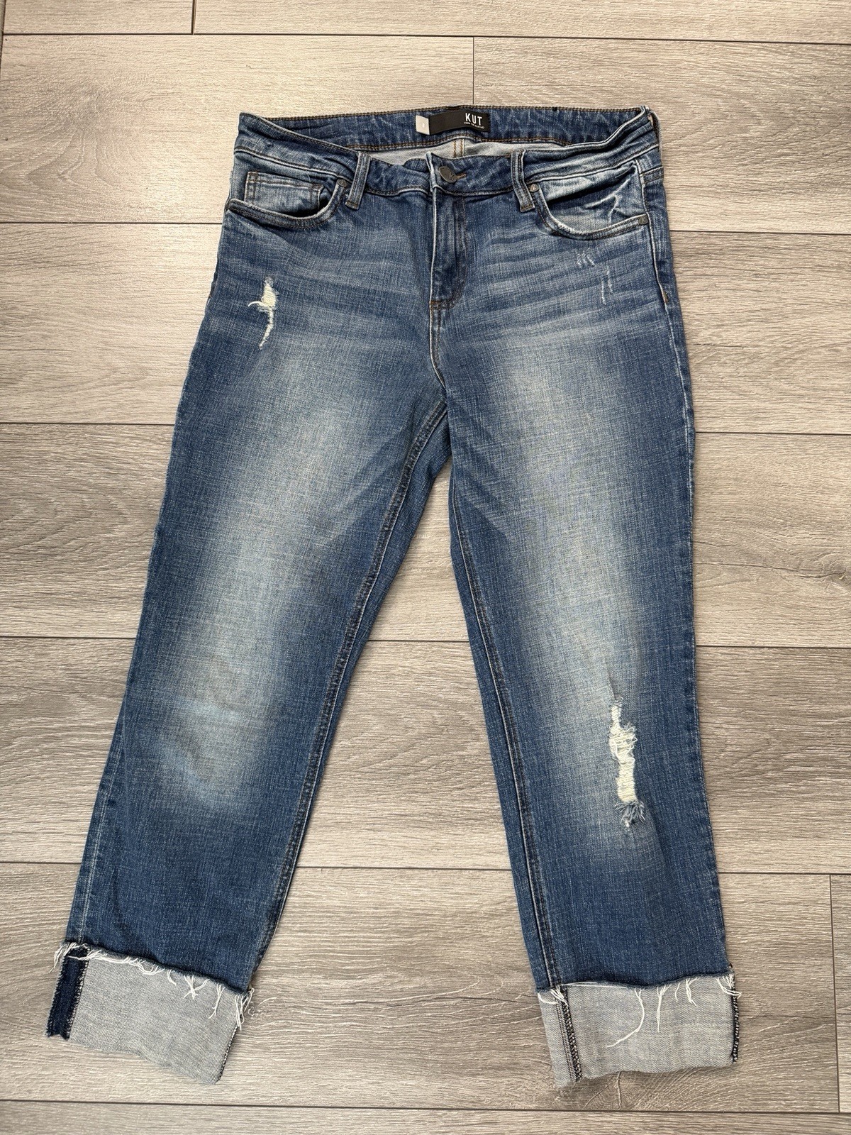KUT from the Kloth Catherine Boyfriend Jeans Distressed, Women’s Size 8