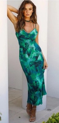 Runaway the Label Calista Slip Dress Size XSmall AU 6 US 2 Green Cocktai RRP$159