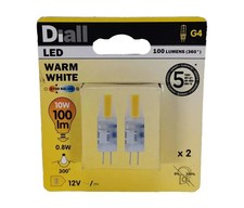 Diall pack of 2 LED G4 Bulbs Warm White 0.8w 10w / 100 Lumen 12v