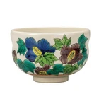 Chawan Kutani yaki ware Japanese Matcha Green Tea BowlIro-e Fuyo Hibiscus Japan