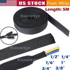 5M 1/2"PET Expandable Braided Cable Wire Sleeve for Home Device Cable Automotive