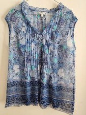 Sonoma Blue pattern  Chiffon Ruffled Tank Blo...