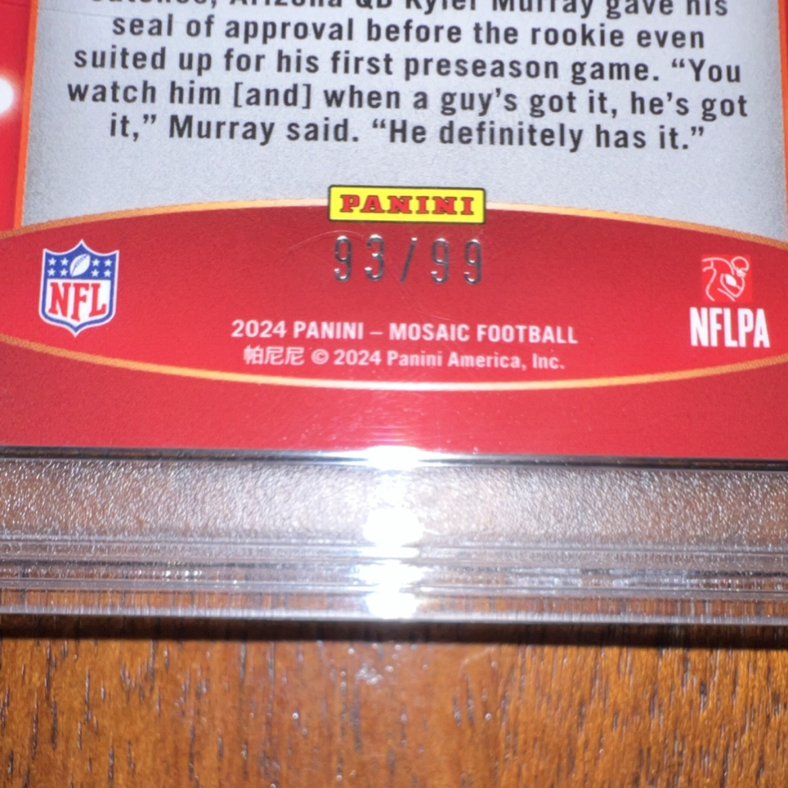 Panini Mosaic Center Stage Marvin Harrison Jr. Blue Prizm #2 PSA 8 2024 view 4