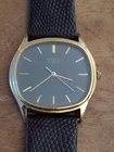 Seiko Quartz 3421-5169 Gold Tone Oval Black Dial Vintage Watch New Battery