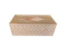 Vtg RARE Pink Tissue Kleenex Lucite Box Starburst Acrylic MCM Atomic Retro