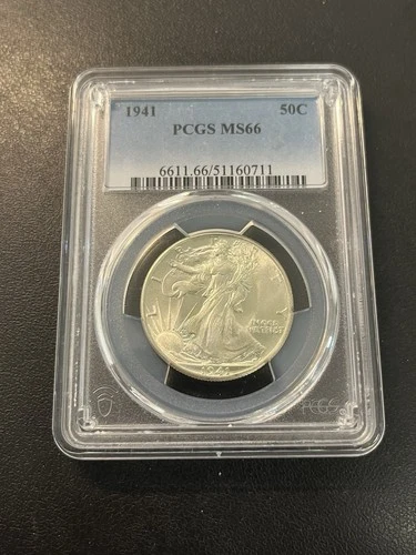 1941 Walking Liberty Half Dollar PCGS MS-66 - UNCIRCULATED - LUSTER - SLAB - 50C